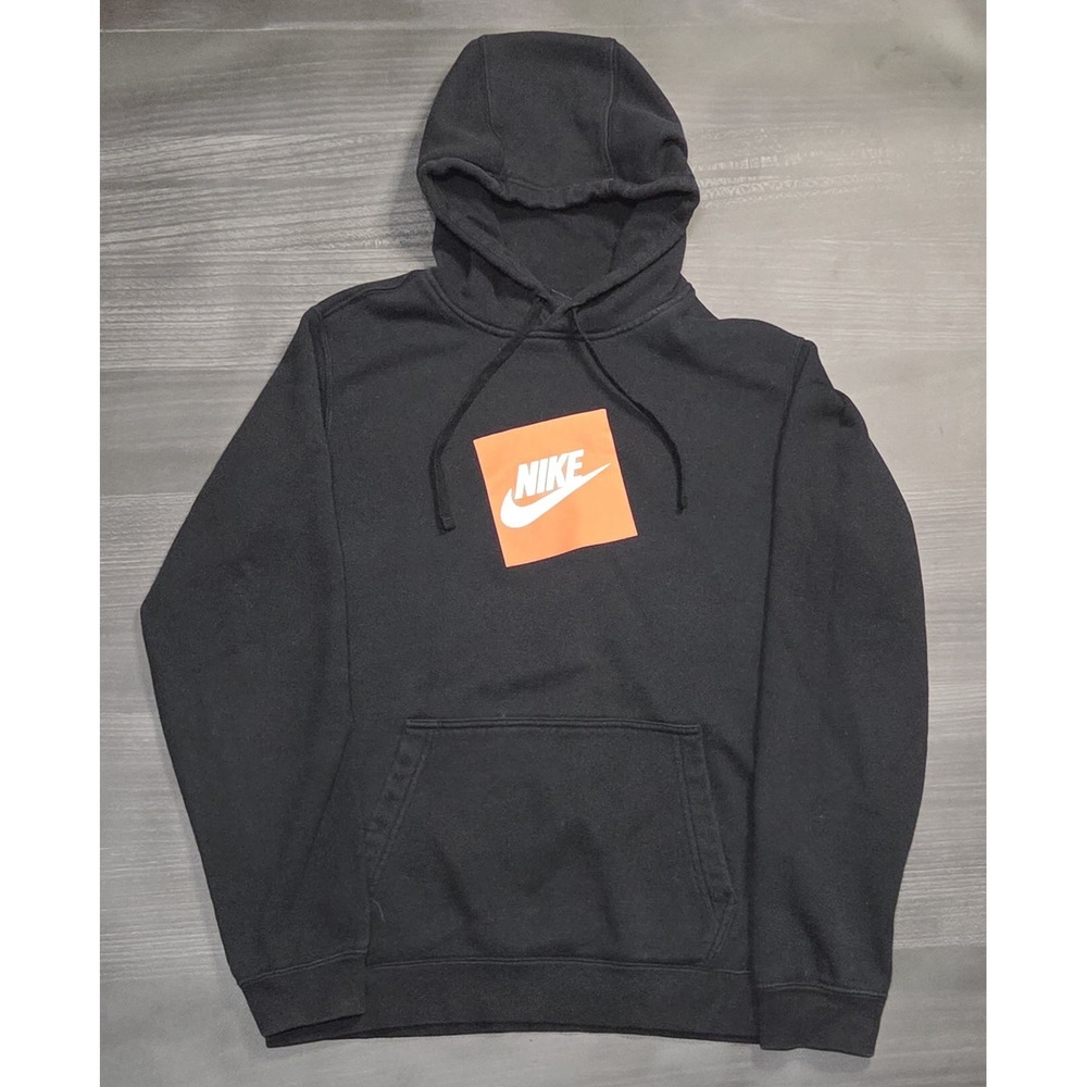 Nike Black Hoodie Men's Medium Box Logo Long Sleeve hooded Sweatshirt
